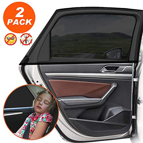 Sonnenschutz Auto Baby mit UV Schutz Sonnenschutz Auto für Kinder Baby Erwachsene Haustiere, Selbsthaftende Universal Sonnenblende Auto Netz - Autofenster Sonnenschutzrollos Heckscheibe - 2 Stück