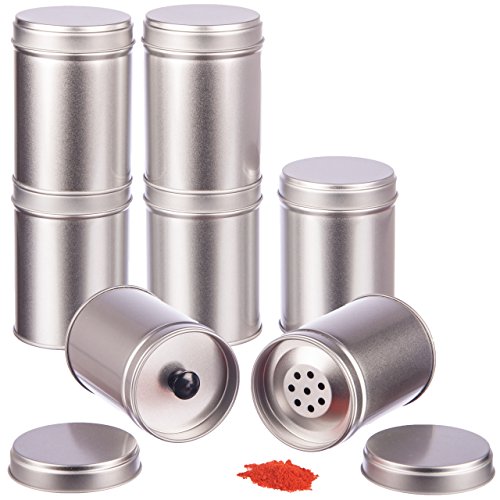 12 große Gewürzdosen mit extra Aromadeckel + 2 gratis Streueinsätze, Ø 6,6cm, Höhe 9cm, stapelbar, inkl.12 Etiketten