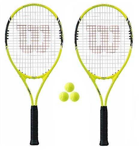 2 x Wilson Energy XL Tennisracket + 3 tennisballen