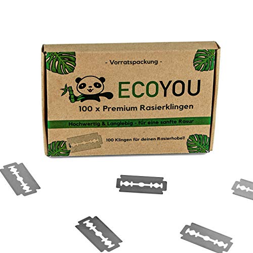EcoYou Premium Rasierklingen für Rasierhobel set 100 Klingen  rostfreie Ersatzklingen für Rasierhobel Damen und Herren  Hochwertige Rasier Klingen langlebig - Razor Blades