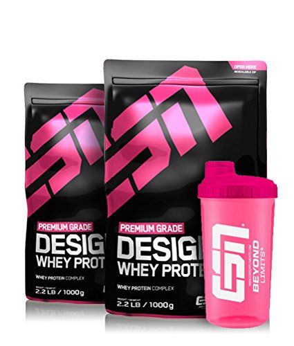 ESN Designer Whey, 2 x 1kg Beutel in allen Geschmacksrichtungen + Gratis ESN Shaker - 2kg direkt vom Hersteller 2 x Double Chocolate