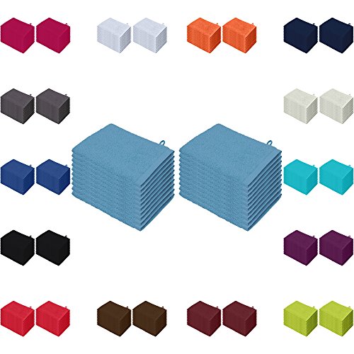 Waschlappen 20er Pack Sparpreis in vielen Farben 15x21 cm 100% Baumwolle Hellblau
