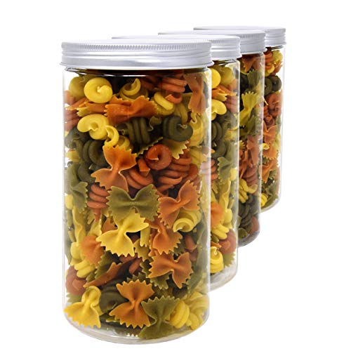 D' Luxy Set 4 Vorratsdosen aus Lebensmittelqualität Polyäthylen, 1,5 L (20x10 cm), mit Schraubverschluss. Recycelbar. 100% Ohne BPA.