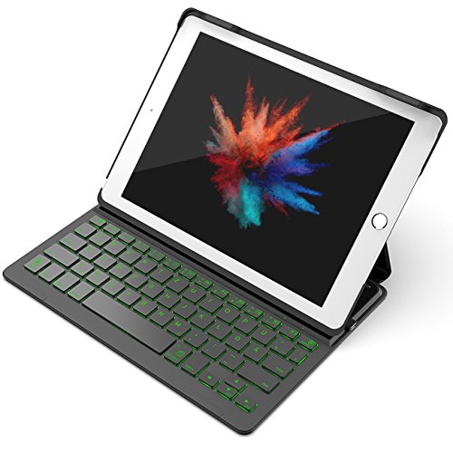 Inateck Backlight Tastatur Keyboard Case Hülle mit Hintergrundbeleuchtung kampatibel 9,7” iPad 2018 (6. Generation), iPad 2017 (5. Generation) und iPad Air 1, Drahtlos Bluetooth Tastatur in QWERTZ Layout