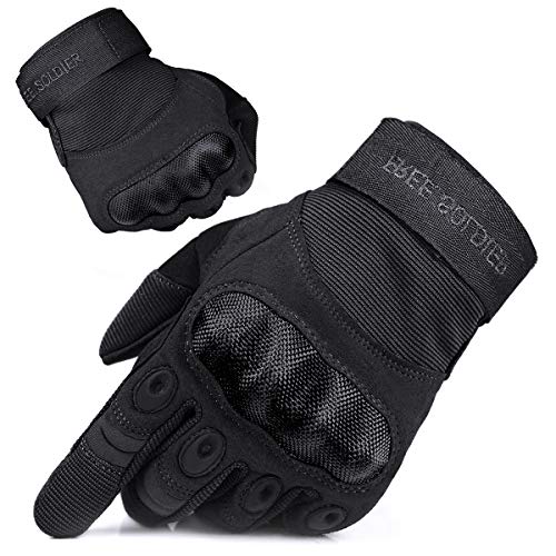 FREE SOLDIER Outdoor Handschuhe Herren Motorradhandschuhe Taktische Trainings Militär Kletter Handschuhe Vollfinger Gloves zum Wander Klettern Motorrad Fahrrad Radsport Arbeiten (S, Schwarz)