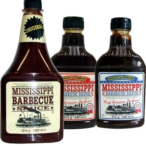 Mississippi Barbecue Grill Sauce 'Original, Sweet'n Mild & Sweet'n Spicy', 1560ml + 2x440ml (Dreierpack)