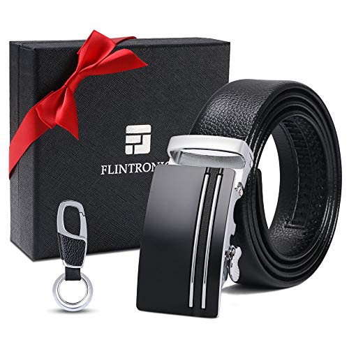 flintronic Herren Gürtel, Leder Ratsche Automatik Gürtel für Männer Ledergürtel Breite 3.5cm Länge 125CM (inkl & Geschenkbox)