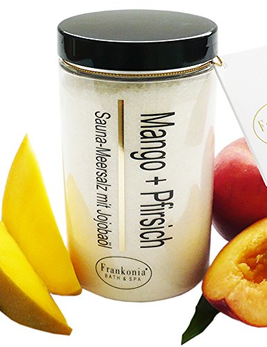 Sauna Salz Mango - Pfirsich mit Jojobaöl, Körperpeeling 400 g