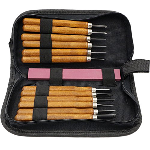 Holzschnitzwerkzeug Set 12-tlg Holz-Schnitzmesser, Profis Schnitzwerkzeug für Anfänger und Profis