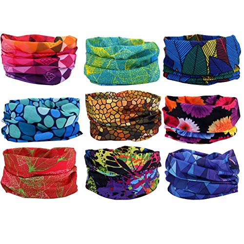 Mogokoyo 9 Stück Damen Herren Kinder Multifunktionstuch/Sturmmaske/Halstuch/Schlauchtuch/Face Shield (Sommer Stil)