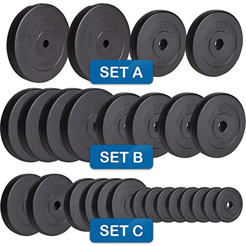 Hop-Sport 30kg Hantelscheiben Sets Gewichte Auswahl: 2x5kg+2x10kg / 4x2,5kg+4x5kg / 8x1,25kg+4x2,5+2x5kg (B: 4x2,5kg + 4x5kg)