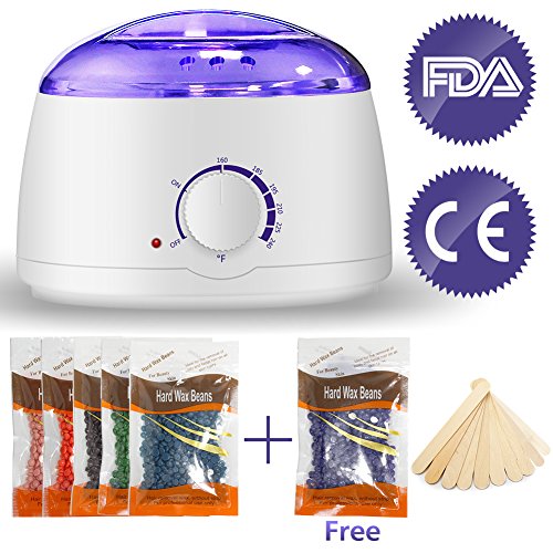 Wachswärmer Wachs Haarentfernung Wachsgerät, 6 Verschiedene Aromen Bean+10 Wischstöcke,Bohnen Haarentfernungs Wachserhitzer,Wax Warmer Heater Set, Wachsbohnen Warmwachsgerät