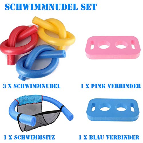 Towinle Schwimmnudel Set Poolnudel Schwimmnudelsitz Schwimmnudel Verbinder Set PE-Schaum Schwimmhilfe Kinder Erwachsene Cool Badespielzeuge