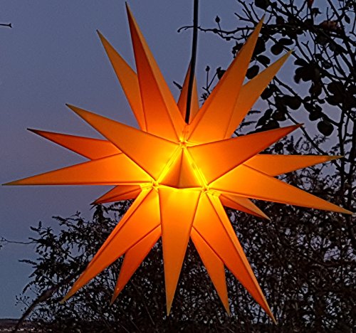 Mit LED Melchior outdoor II gelb, Außenstern inkl. Außenkabel / Außensterne, Leuchtmittel StaRt-NDL-DUH-E14-C3,5W 104 SMD Dioden