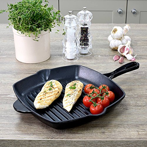 ProCook | quadratische Grillpfanne aus Gusseisen | emailliert | 26 cm | rot