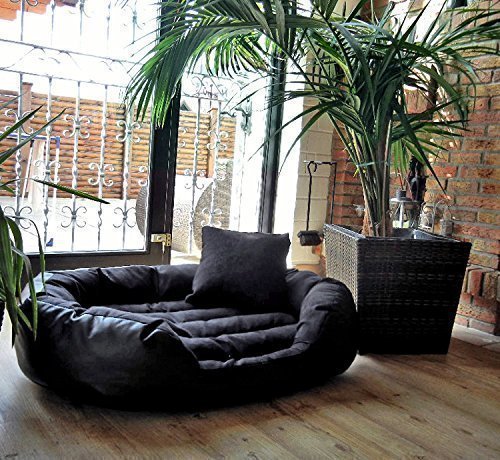 Ph4-AL-03 PHILIP BIG Hundesofa Hundebett Gr. XL 110cm schwarz Kunstleder Velours