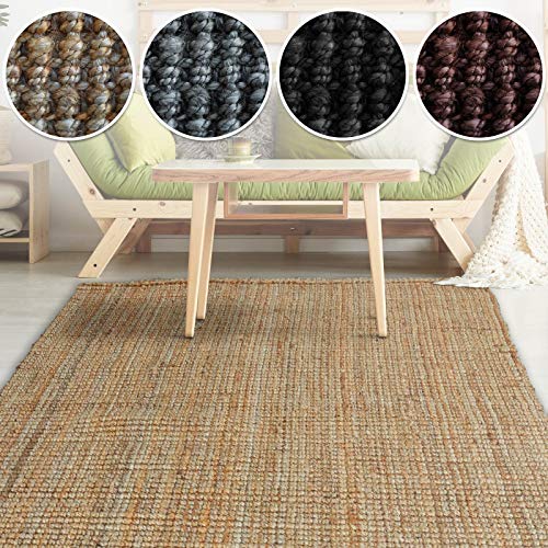 casa pura Jute Teppich Webteppich aus Naturfaser | Moderner Juteteppich | Natürliche Sisal Optik für Wohnzimmer, Esszimmer und Flur | Große Auswahl | Natur - 60x90 cm