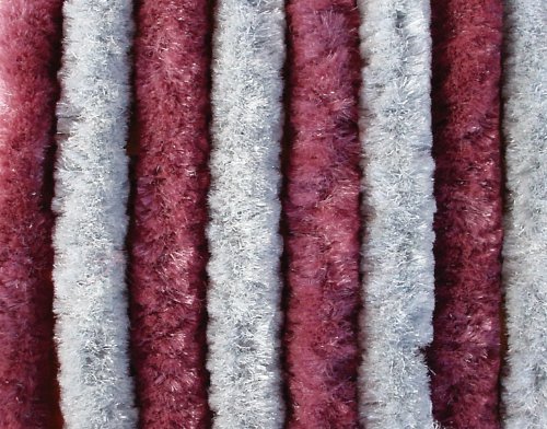 Flauschvorhang 90x200cm Vorhang Bordeaux / Grau Tür Camping Balkon Insektenschutz Garten Terasse (Bordeaux/Grau)
