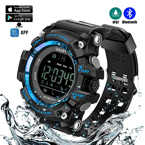 Bluetooth Smart Sportuhr wasserdichte Uhr Outdoor Digitaluhr mit APP-Plattform, Kamera-Fernbedienung, Fitness Tracker, Schrittzähler, Call Message Reminder, Alarm, Kalender, etc.