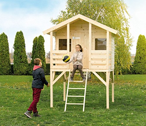 Kinderspielhaus Kinderstelzenhaus Spielhaus Fichte roh Stelzenhaus mit Leiter Modell Mattes