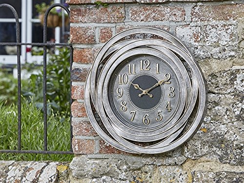Outdoor Wanduhr Große zeitgenössische Gartendekoration Metall Bronze Effekt 50cm