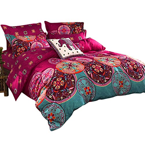 Bettwäsche 3 teilig 3D Microfaser Bohemia Bettbezug 200x200cm 2*Kissenbezug 50x75cm (200 x 200 cm)