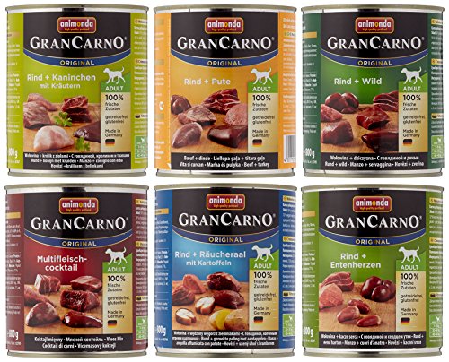Animonda GranCarno Hundefutter Original Adult Mix 2 aus 6 Varietäten, 6er Pack (6 x 800 g)