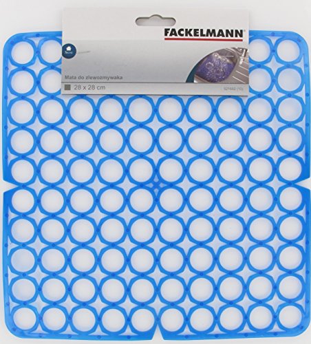 FACKELMANN 521682 Teppich Spülbeckenmatte, Kunststoff, zufällige Farbauswahl: weiß, grau oder blau, 28 x 28 cm