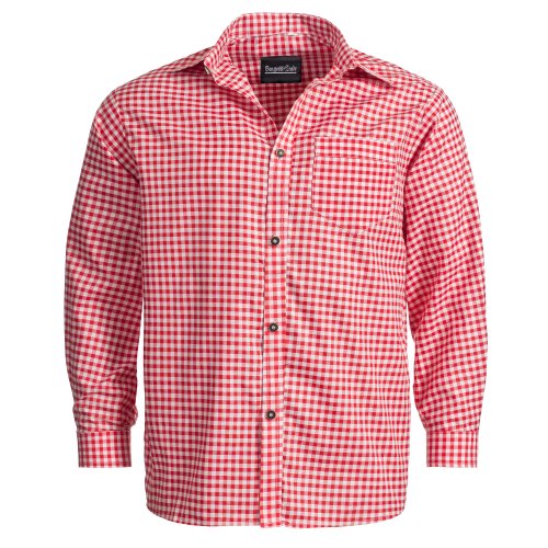 Trachtenhemd für Trachten Lederhosen Freizeit Hemd rot-kariert XXXL