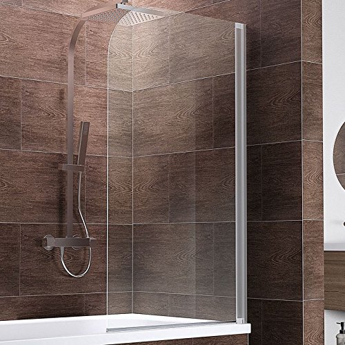 Schulte Duschwand Berlin, 80x140 cm, 5 mm Sicherheitsglas klar, alu-natur, Duschabtrennung für Badewanne