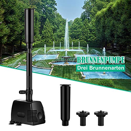 SPEED Springbrunnenpumpe Wasserspielpumpe Teichpumpe Fontäne Wasserpumpe Fontäne Gartenpumpe Bachlaufpumpe (1000L/h)