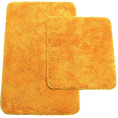 Brandsseller Badematten 2er-Set Bestehen aus Badvorleger: ca. 50/80cm und WC-Vorleger ca. 45/50cm - Farbe: Orange