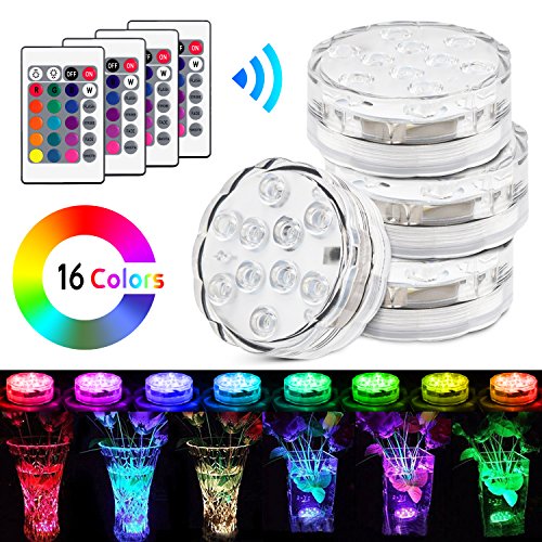 Unterwasser Licht, Aodoor Unterwasser Led, LED Unterwasserlicht , Ferngesteuert Batteriebetrieben Wireless Multicolor Tauch LED Leuchten für Holloween Teich, Party, Hochzeit, Vase, Whirlpool, Aquarium Dekoration [Energieklasse A+]
