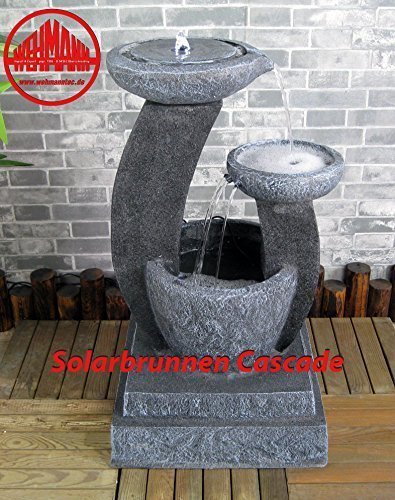 Wehmann Solarspringbrunnen Solarbrunnen Cascade Garten Brunnen Kaskade Komplettset für Garten und Terrasse Tag und Nacht ! mit externer Solaranlage ! Neu