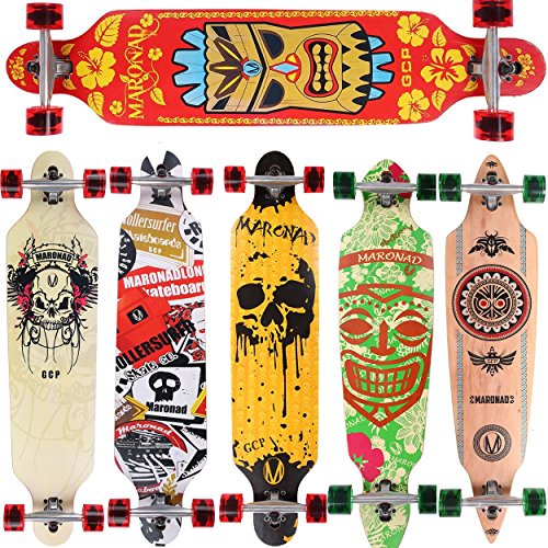 [Maronad.GCP] Longboard Skateboard drop through Race Cruiser ABEC-11 Skateboard 104x24cm Streetsurfer skaten HAWAII