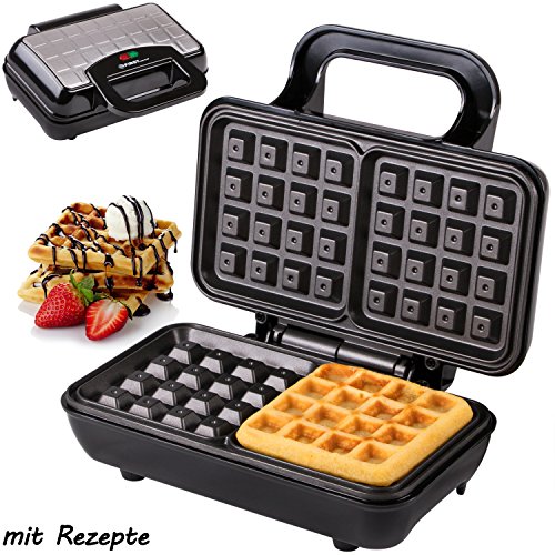 TZS First Austria - belgisches Waffeleisen 2 brüsseler Waffeln | Waffelautomat | Thermostat | Antihaftbeschichtung | Rezepte | Miniwaffeleisen | Waffelgerät mit Backampel, 700 Watt