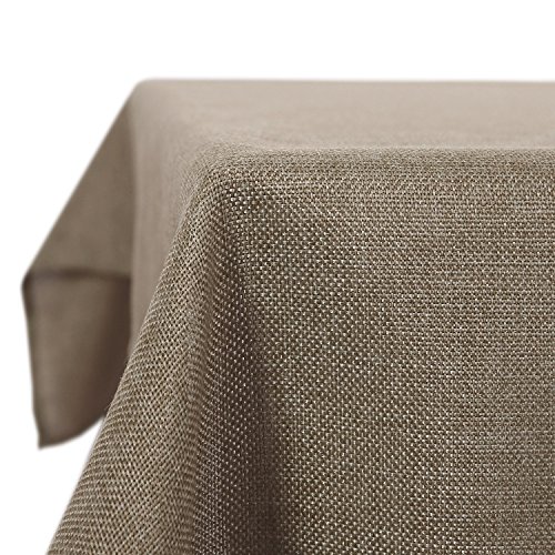 Deconovo Leinenoptik Tischdecke Wasserabweisend Tischwäsche Lotuseffekt Tischtuch 130x280 Taupe
