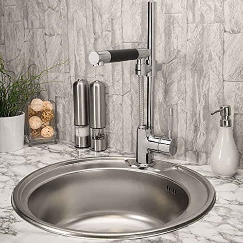 EDELSTAHL KÜCHENSPÜLE RUNDSPÜLE WASCHBECKEN EINBAUSPÜLE SPÜLE + GROßES ZUBEHÖR SPÜLBECKEN / RUND SPÜLE KÜCHEN SPÜLE EINBAU SPÜLE 49