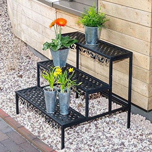 Blumentreppe Blumenständer Gartenregal Blumenregal Pflanzentreppe Regal 3 Ebenen Stahl 70x60x60cm
