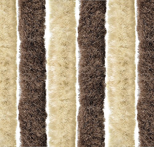 defacto Flauschvorhang Türvorhang 100x210cm Chenille Fliegenschutz Insektenschutz Camping Made in Italy Braun/Beige