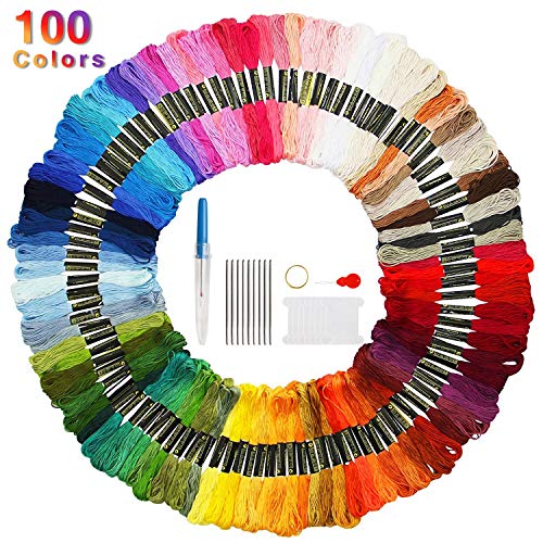 FAMINESS Stickgarn 100 Farben Embroidery Threads Nähgarne Stickerei Basteln Crafts Floss Set 100% Baumwolle perfekt für Freundschaftsbänder, Stickerei, Knüpfen Knüpfen, BastelnKreuzstich