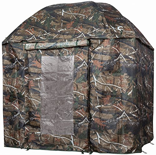 VTK Fishing, Angel Schirmzelt CAMO 250 mit TÜR, Shelter Oxford, Aluminium, Superior, ...