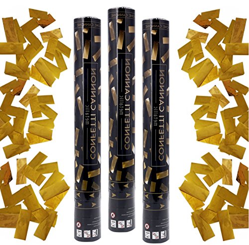10 KONFETTI SHOOTER GOLD 60cm Party Popper Goldener Konfetti Kanone Regen für Hochzeit,Valentinstag & Geburtstag Konfettibome