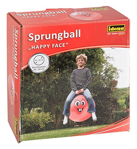 Idena 40093 - Sprungball Happy Face, 45-50 cm, rot
