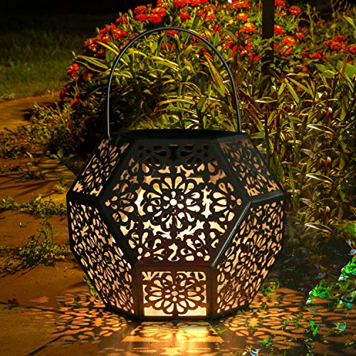 LED Solar Laterne Aussen GolWof Solarlaterne für Außen Solarleuchte Garten Hängend Outdoor Deko Solarlampen für Außen Wasserdichte Solar Licht Garten Rautenform für Terrasse Pathway - Silber