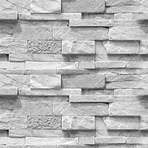 murando - Fototapete selbstklebend 10m 3D Tapete Wandtattoo dekorative Möbelfolie Dekorfolie Fotofolie Wandaufkleber Wandposter Wandsticker - Steinoptik Steinwand grau f-A-0691-an-b