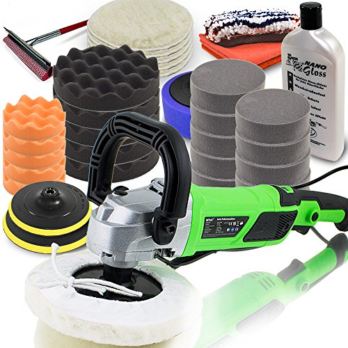 BITUXX Profiset Poliermaschine 1200 Watt Schleifmaschine Autopolierer Poliergerät Autopflege KFZ Pflege Autolackaufbereitung inklusive Nano Politur ( Set 7 )