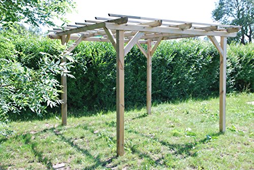 G&C Henley Holzpavillon – klassische viereckige Pergola aus Fichtenholz – druckimprägniert – Maße: H215 cm x 300 cm x 300 cm