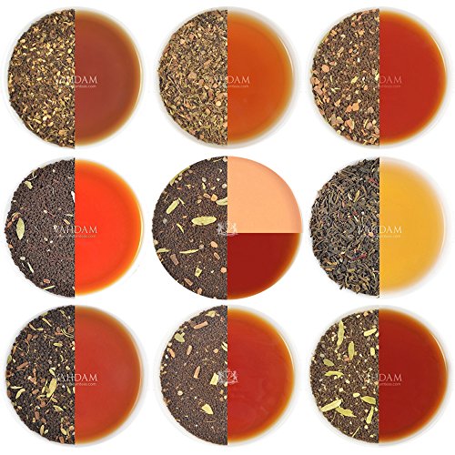 Chai Tee Sampler, 10 TEES, Indiens Original Masala Chai Tee Mischungen (50 Tassen), 100% Natürliche Zutaten - Gewachsen, Gemischt und Direkt von der Quelle in Indien. Authentischer Loose Leaf Chai Tee