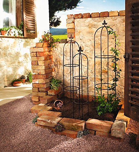 3ER RANKHILFE „Schwertlilie“ METALL ROSENBOGEN RANKGITTER ROSENSÄULE ROSENGITTER